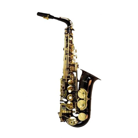 Saxofón Alto MI bemol Silvertone Negro con Llaves Doradas. Saxofon SLSX019 Audio Music