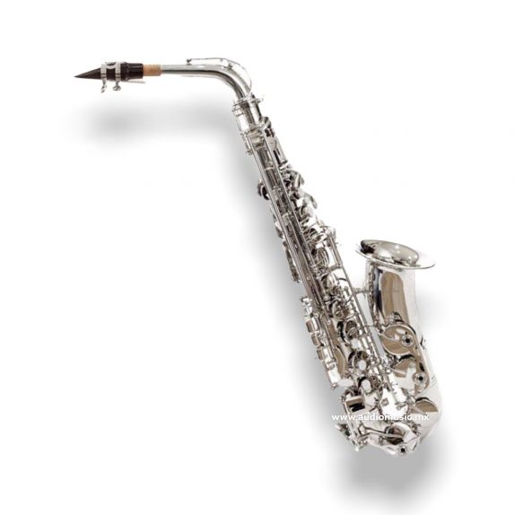 Saxofón Alto Mi bemol Silvertone Niquelado. Saxofon SLSX010