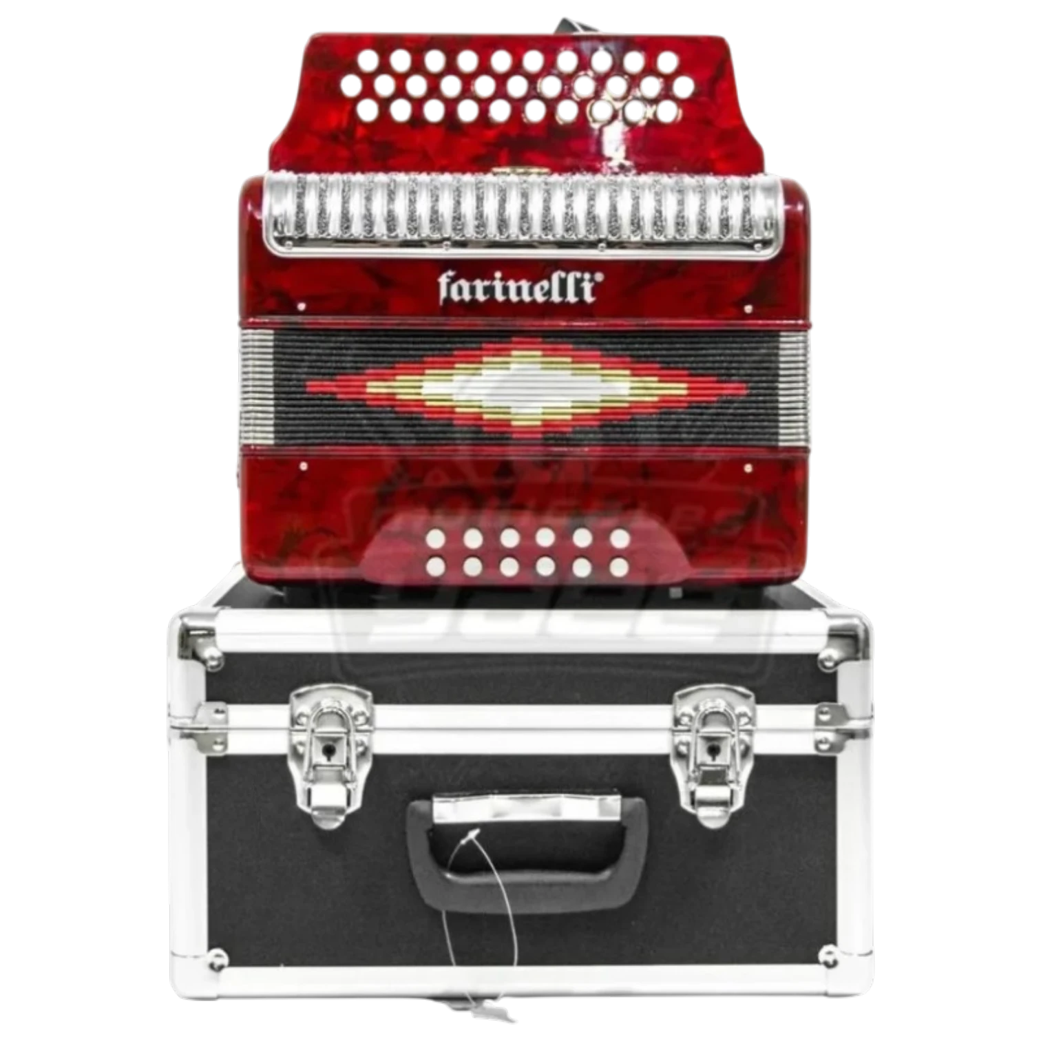 Acordeón Diatónico Farinelli 3012FAR FA Rojo estuche